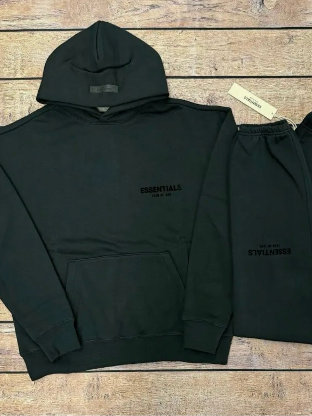 Essentials Black Tonal Logo Hoodie & Joggers Set
